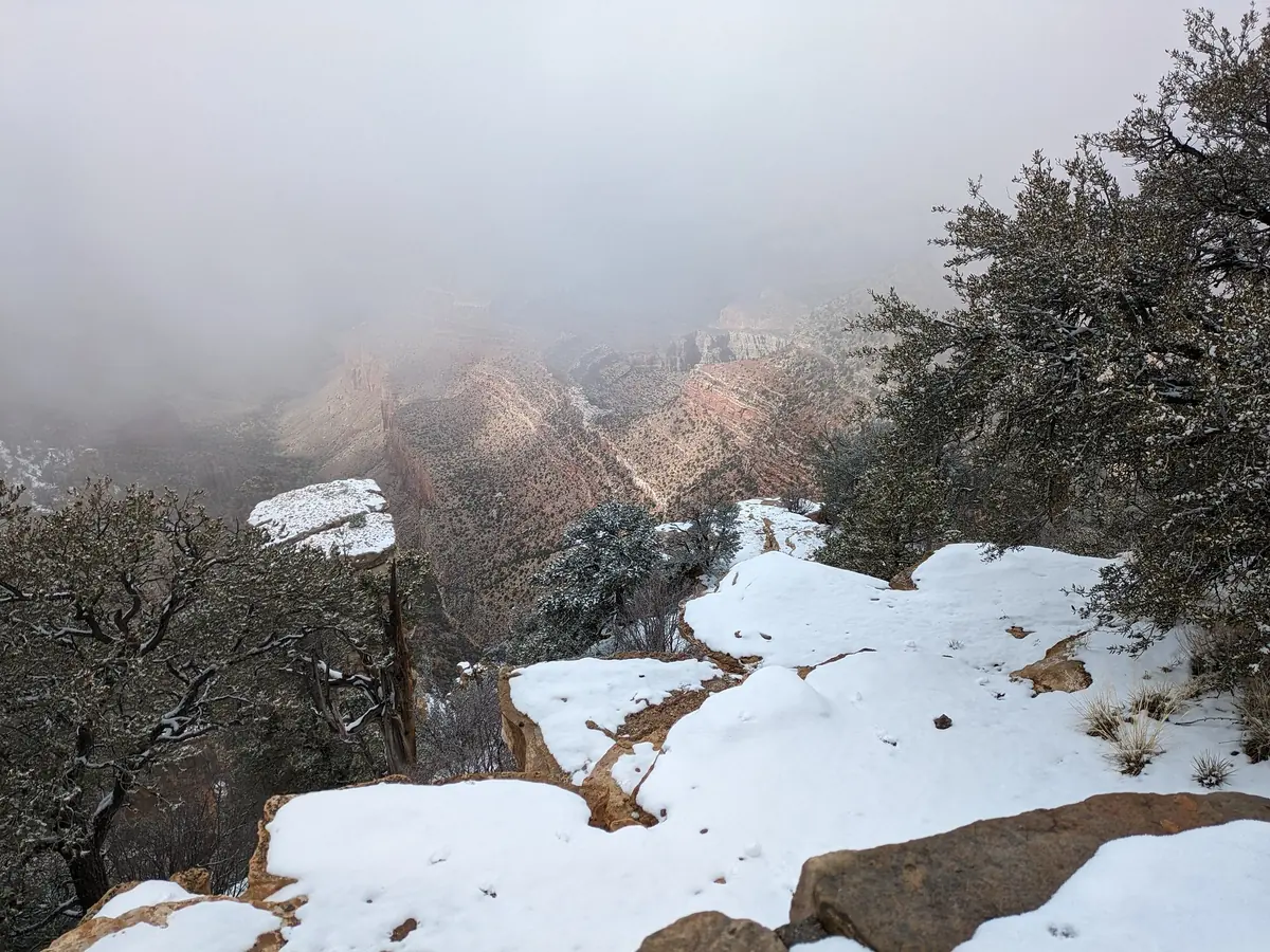 Illustration of snow on the South Rim of the Grand Canyon